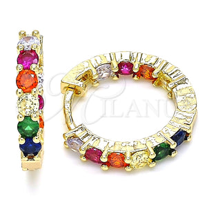 Argolla Huggie 02.210.0438.1.20 Oro Laminado, con Multicolor Zirconia Cubica, Pulido, Tono Dorado