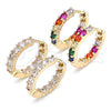 Argolla Huggie 02.210.0438.1.20 Oro Laminado, con Multicolor Zirconia Cubica, Pulido, Tono Dorado