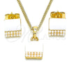 Juego de Arete y Dije de Adulto 10.379.0015 Oro Laminado, con Marfil Perla, Pulido, Tono Dorado