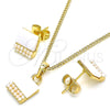 Juego de Arete y Dije de Adulto 10.379.0015 Oro Laminado, con Marfil Perla, Pulido, Tono Dorado
