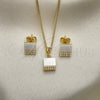 Juego de Arete y Dije de Adulto 10.379.0015 Oro Laminado, con Marfil Perla, Pulido, Tono Dorado