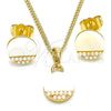 Juego de Arete y Dije de Adulto 10.379.0016 Oro Laminado, con Marfil Perla, Pulido, Tono Dorado