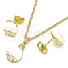 Juego de Arete y Dije de Adulto 10.379.0016 Oro Laminado, con Marfil Perla, Pulido, Tono Dorado