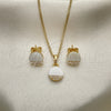 Juego de Arete y Dije de Adulto 10.379.0016 Oro Laminado, con Marfil Perla, Pulido, Tono Dorado