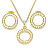 Juego de Arete y Dije de Adulto 10.379.0018 Oro Laminado, con Marfil Perla, Pulido, Tono Dorado