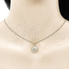 Juego de Arete y Dije de Adulto 10.379.0019 Oro Laminado, Diseño de Corazón, con Blanca Cristal and Marfil Perla, Pulido, Tono Dorado