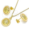 Juego de Arete y Dije de Adulto 10.379.0021 Oro Laminado, con Marfil Perla, Pulido, Tono Dorado