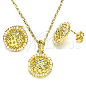 Juego de Arete y Dije de Adulto 10.379.0021 Oro Laminado, con Marfil Perla, Pulido, Tono Dorado