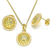 Juego de Arete y Dije de Adulto 10.379.0021 Oro Laminado, con Marfil Perla, Pulido, Tono Dorado