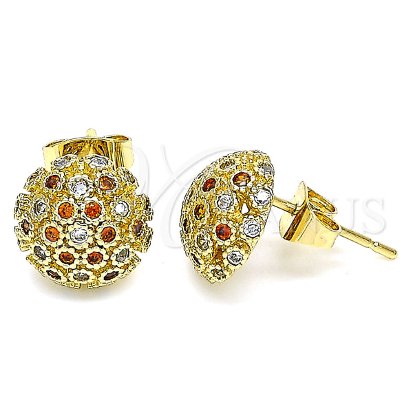 Arete Dormilona 02.344.0017.2 Oro Laminado, con Granate and Blanca Micro Pave, Pulido, Tono Dorado