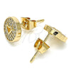 Arete Dormilona 02.344.0070 Oro Laminado, Diseño de Corazón, con Blanca Micro Pave, Pulido, Tono Dorado