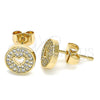 Arete Dormilona 02.344.0070 Oro Laminado, Diseño de Corazón, con Blanca Micro Pave, Pulido, Tono Dorado