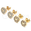 Arete Dormilona 02.344.0070 Oro Laminado, Diseño de Corazón, con Blanca Micro Pave, Pulido, Tono Dorado
