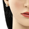 Arete Dormilona 02.344.0070.1 Oro Laminado, Diseño de Corazón, con Granate and Blanca Micro Pave, Pulido, Tono Dorado