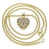 Collares con Dije 04.344.0034.1.20 Oro Laminado, Diseño de Corazón, con Granate and Blanca Micro Pave, Pulido, Tono Dorado (02 MM Thickness, 20 Inches Length)