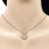 Collares con Dije 04.344.0035.1.20 Oro Laminado, Diseño de Corazón, con Granate and Blanca Micro Pave, Pulido, Tono Dorado (02 MM Thickness, 20 Inches Length)
