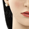 Arete Dormilona 02.344.0024.1 Oro Laminado, Diseño de Corazón y Amor, con Granate and Blanca Micro Pave, Pulido, Tono Dorado