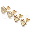 Arete Dormilona 02.344.0024.1 Oro Laminado, Diseño de Corazón y Amor, con Granate and Blanca Micro Pave, Pulido, Tono Dorado
