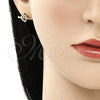 Juego de Arete y Dije de Adulto 10.344.0006.1 Oro Laminado, Diseño de Corazón, con Rubi and Blanca Micro Pave, Pulido, Tono Dorado