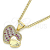 Collares con Dije 04.344.0038.1.20 Oro Laminado, Diseño de Corazón, con Rubi and Blanca Micro Pave, Pulido, Tono Dorado (02 MM Thickness, 20 Inches Length)