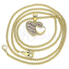 Collares con Dije 04.344.0038.1.20 Oro Laminado, Diseño de Corazón, con Rubi and Blanca Micro Pave, Pulido, Tono Dorado (02 MM Thickness, 20 Inches Length)