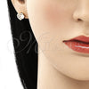 Arete Dormilona 02.344.0041.1 Oro Laminado, Diseño de Corazón, con Granate and Blanca Micro Pave, Pulido, Tono Dorado