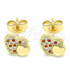 Arete Dormilona 02.344.0041.1 Oro Laminado, Diseño de Corazón, con Granate and Blanca Micro Pave, Pulido, Tono Dorado