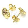Arete Dormilona 02.344.0041.1 Oro Laminado, Diseño de Corazón, con Granate and Blanca Micro Pave, Pulido, Tono Dorado