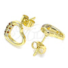 Arete Dormilona 02.344.0052.1 Oro Laminado, Diseño de Corazón, con Granate and Blanca Micro Pave, Pulido, Tono Dorado