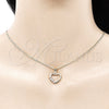 Juego de Arete y Dije de Adulto 10.344.0008.1 Oro Laminado, Diseño de Corazón, con Granate and Blanca Micro Pave, Pulido, Tono Dorado