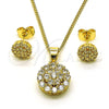 Juego de Arete y Dije de Adulto 10.344.0009 Oro Laminado, con Blanca Zirconia Cubica, Pulido, Tono Dorado