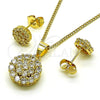 Juego de Arete y Dije de Adulto 10.344.0009 Oro Laminado, con Blanca Zirconia Cubica, Pulido, Tono Dorado
