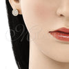 Arete Dormilona 02.344.0076 Oro Laminado, Diseño de Flor, con Blanca Zirconia Cubica, Pulido, Tono Dorado