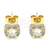 Arete Dormilona 02.344.0078 Oro Laminado, con Blanca Micro Pave, Pulido, Tono Dorado