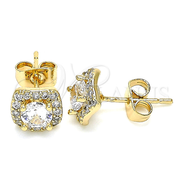 Arete Dormilona 02.344.0078 Oro Laminado, con Blanca Micro Pave, Pulido, Tono Dorado