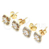 Arete Dormilona 02.344.0078 Oro Laminado, con Blanca Micro Pave, Pulido, Tono Dorado