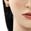 Arete Dormilona 02.344.0079.1 Oro Laminado, con Granate and Blanca Micro Pave, Pulido, Tono Dorado