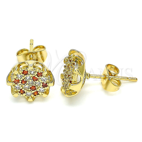 Arete Dormilona 02.344.0079.1 Oro Laminado, con Granate and Blanca Micro Pave, Pulido, Tono Dorado