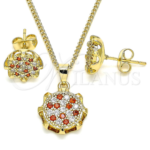 Juego de Arete y Dije de Adulto 10.344.0012.1 Oro Laminado, con Granate and Blanca Micro Pave, Pulido, Tono Dorado