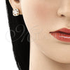 Arete Dormilona 02.344.0082.1 Oro Laminado, con Granate and Blanca Micro Pave, Pulido, Tono Dorado