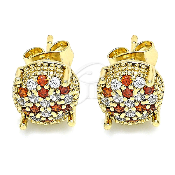Arete Dormilona 02.344.0084.1 Oro Laminado, con Granate and Blanca Micro Pave, Pulido, Tono Dorado