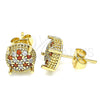 Arete Dormilona 02.344.0084.1 Oro Laminado, con Granate and Blanca Micro Pave, Pulido, Tono Dorado