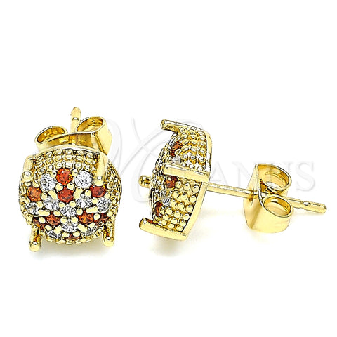 Arete Dormilona 02.344.0084.1 Oro Laminado, con Granate and Blanca Micro Pave, Pulido, Tono Dorado