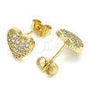 Arete Dormilona 02.344.0086 Oro Laminado, Diseño de Corazón, con Blanca Micro Pave, Pulido, Tono Dorado
