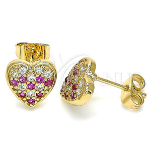 Arete Dormilona 02.344.0086.1 Oro Laminado, Diseño de Corazón, con Rubi and Blanca Micro Pave, Pulido, Tono Dorado