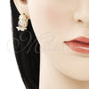 Arete Gancho Frances 02.210.0439.1 Oro Laminado, Diseño de Búho, con Multicolor Micro Pave, Pulido, Tono Dorado