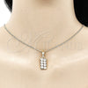 Juego de Arete y Dije de Adulto 10.210.0155 Oro Laminado, Diseño de Corazón, con Blanca Zirconia Cubica, Pulido, Tono Dorado