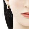 Juego de Arete y Dije de Adulto 10.210.0155 Oro Laminado, Diseño de Corazón, con Blanca Zirconia Cubica, Pulido, Tono Dorado