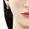Juego de Arete y Dije de Adulto 10.210.0155.1 Oro Laminado, Diseño de Corazón, con Granate and Blanca Zirconia Cubica, Pulido, Tono Dorado