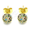 Arete Dormilona 02.341.0059 Oro Laminado, con Multicolor Micro Pave, Pulido, Tono Dorado